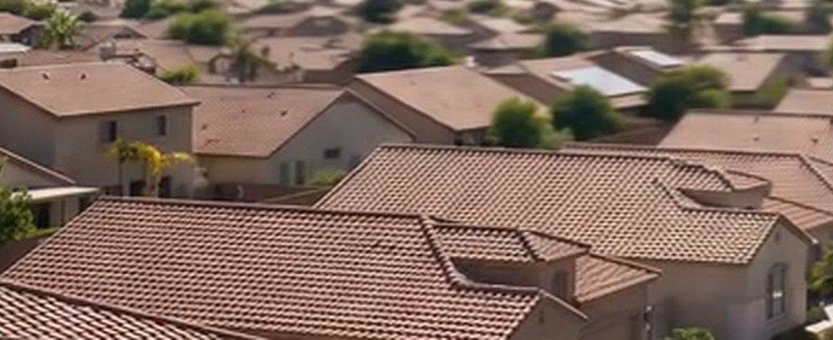 Arizona concrete tile roofs in sound condition across a Valley street
