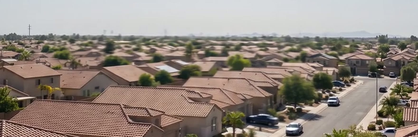 Tile roofs across a Phoenix East Valley neighbourhood